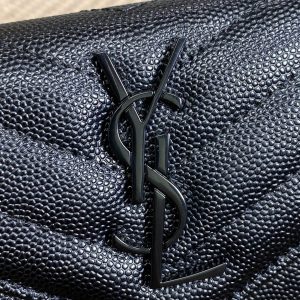 YSL Monogram Card Flap Wallet 13.5cm All Black Caviar Cowhide