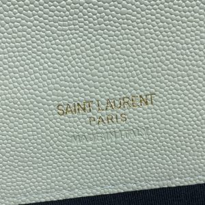YSL Gold Hardware Logo Clutch 21cm White Caviar Cowhide