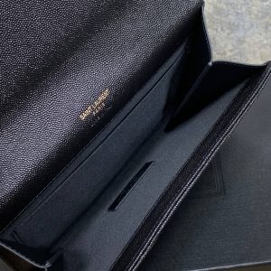 YSL Gold Hardware Logo Clutch 21cm Black Caviar Cowhide