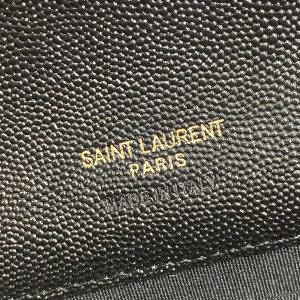YSL Gold Hardware Logo Clutch 21cm Black Caviar Cowhide