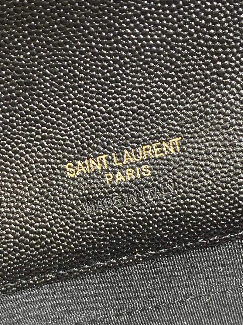 YSL Gold Hardware Logo Clutch 21cm Black Caviar Cowhide
