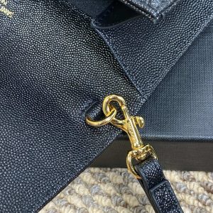 YSL Gold Hardware Logo Clutch 21cm Black Caviar Cowhide