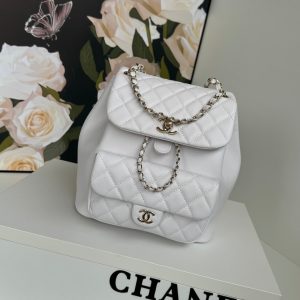 duma backpack 22cm white lambskin light gold hardware