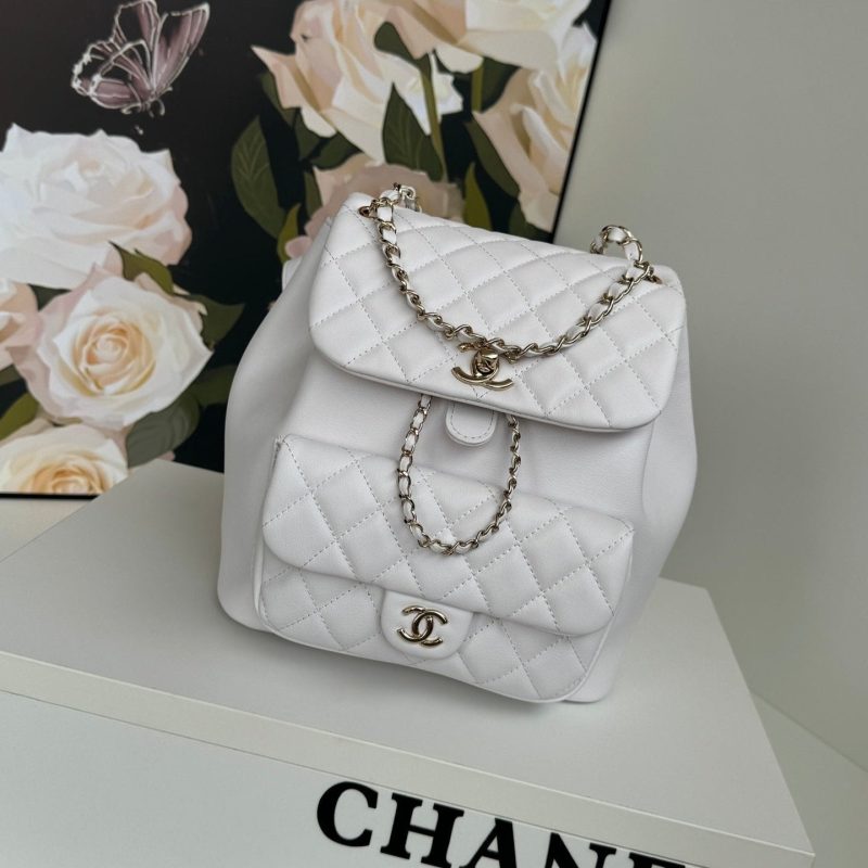 duma backpack 22cm white lambskin light gold hardware