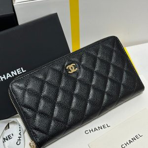img_b885826e_20240305_i1709572992_2468_1_jpg CC Long Zipped Wallet Black Quilted Caviar Gold Buckle 243681