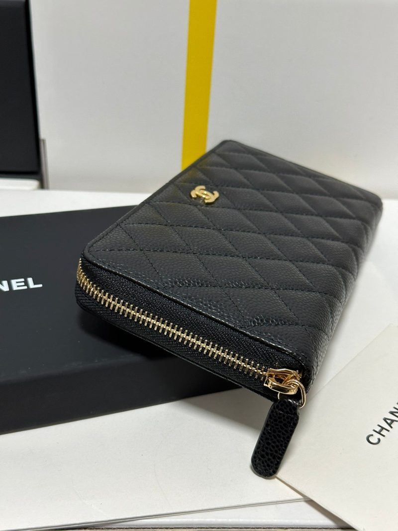 img_b885826e_20240305_i1709572992_2536_6_jpg CC Long Zipped Wallet Black Quilted Caviar Gold Buckle 243681