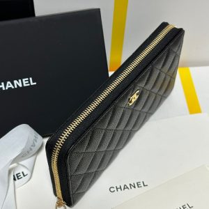 img_b885826e_20240305_i1709572992_5967_3_jpg CC Long Zipped Wallet Black Quilted Caviar Gold Buckle 243681
