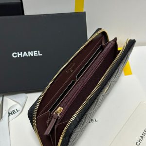 img_b885826e_20240305_i1709572992_7111_5_jpg CC Long Zipped Wallet Black Quilted Caviar Gold Buckle 243681