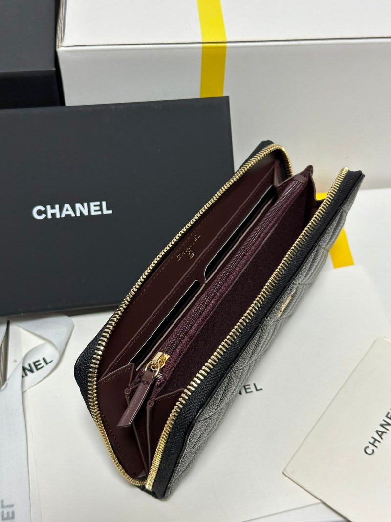 img_b885826e_20240305_i1709572992_7111_5_jpg CC Long Zipped Wallet Black Quilted Caviar Gold Buckle 243681
