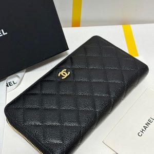 img_b885826e_20240305_i1709572992_796_2_jpg CC Long Zipped Wallet Black Quilted Caviar Gold Buckle 243681