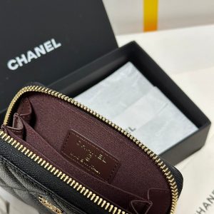 img_b885826e_20240305_i1709573879_2514_4_jpg CC Classic Zipped Coin Purse Black Quilted Caviar Gold Buckle 243691