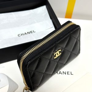 img_b885826e_20240305_i1709573879_5750_5_jpg CC Classic Zipped Coin Purse Black Quilted Caviar Gold Buckle 243691