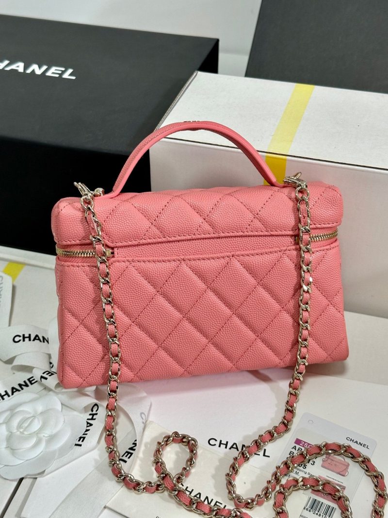 CC 25C Vanity Case 19.5cm Salmon Pink Calfskin Silver Hardware 243635