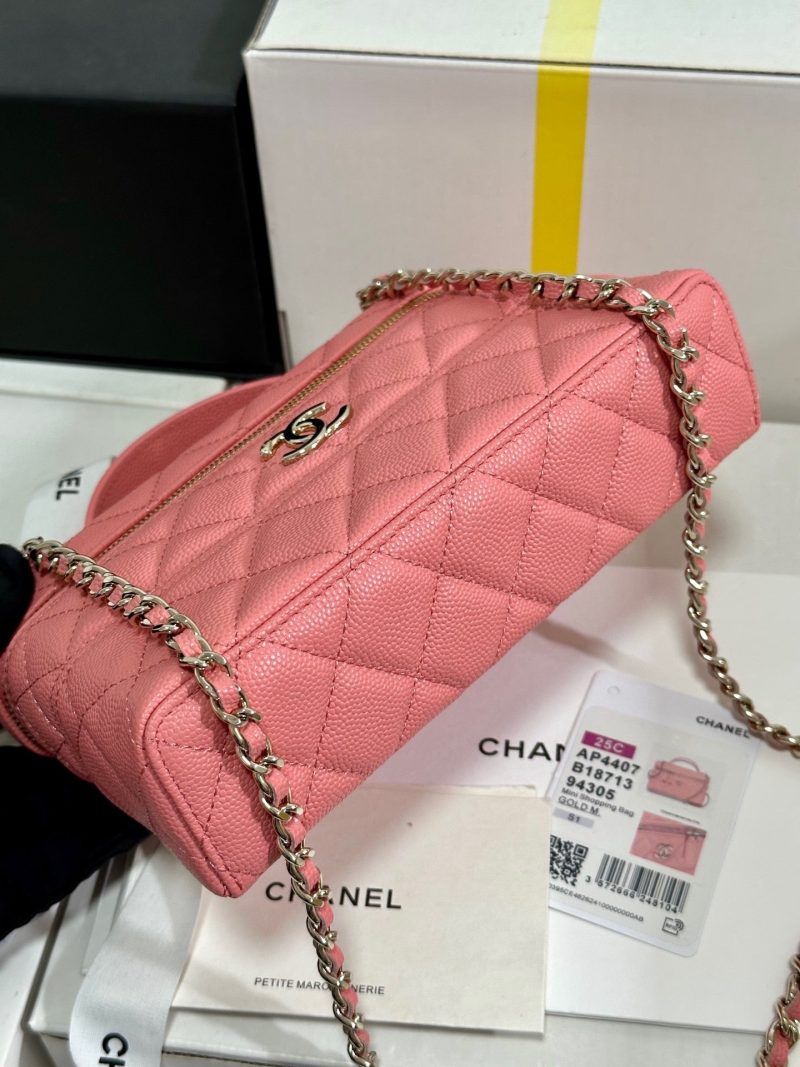 CC 25C Vanity Case 19.5cm Salmon Pink Calfskin Silver Hardware 243635