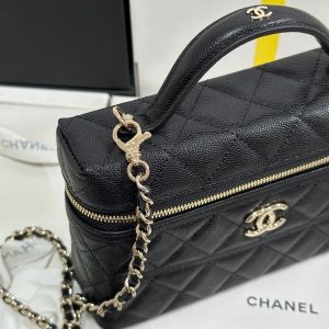 img_b885826e_20250110_i1736507485637_3249_0_2_jpg CC 25C Vanity Case 19.5cm Black Calfskin Silver Hardware 243640