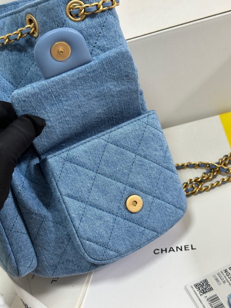 CC 25C Backpack 24.3cm Demin Blue Washed denim Gold Hardware 243645