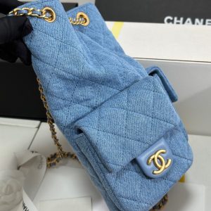 CC 25C Backpack 24.3cm Demin Blue Washed denim Gold Hardware 243645