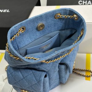 CC 25C Backpack 24.3cm Demin Blue Washed denim Gold Hardware 243645