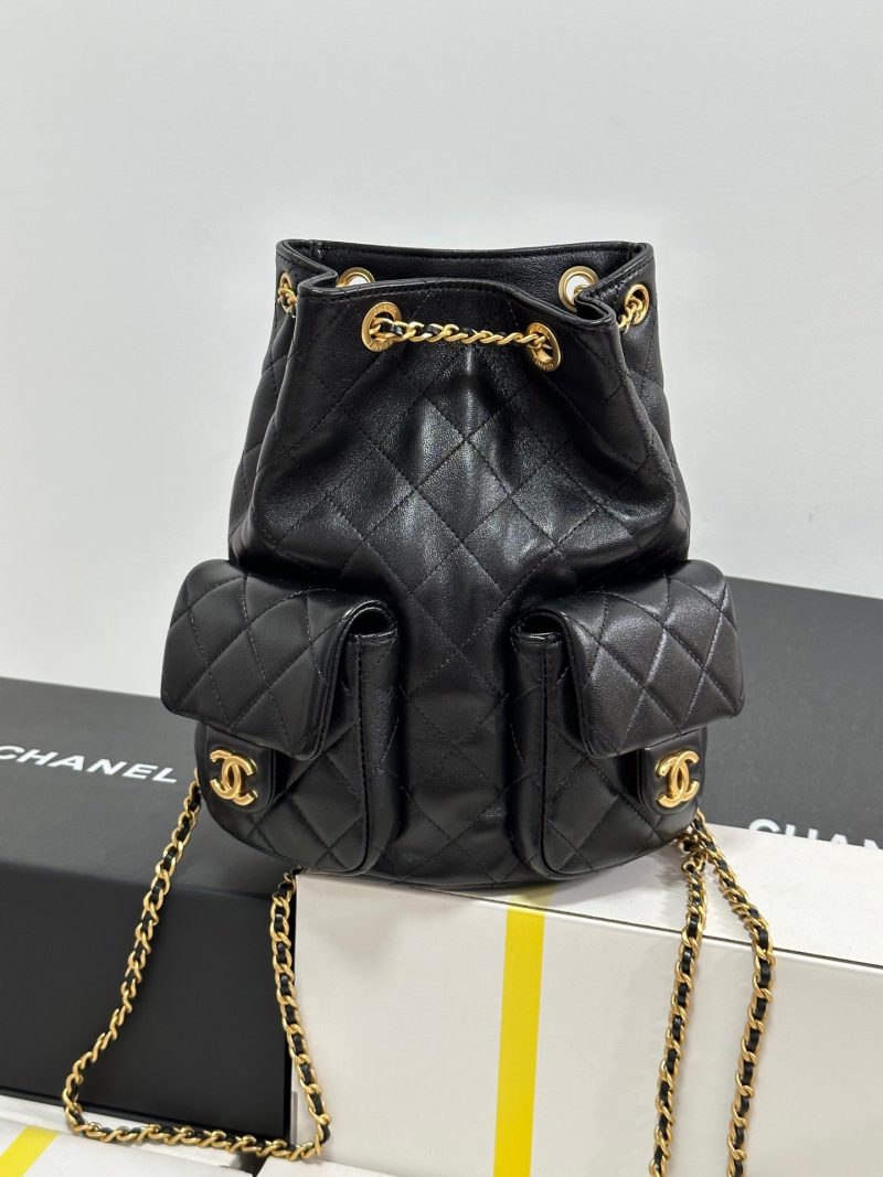 img_b885826e_20250117_i1737117678269_5574_0_0_jpg CC 25C Backpack 24.3cm Black Genuine Lambskin Gold Hardware243672