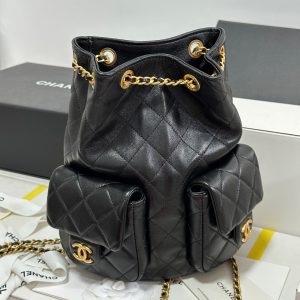 img_b885826e_20250117_i1737117678539_6501_0_1_jpg CC 25C Backpack 24.3cm Black Genuine Lambskin Gold Hardware243672