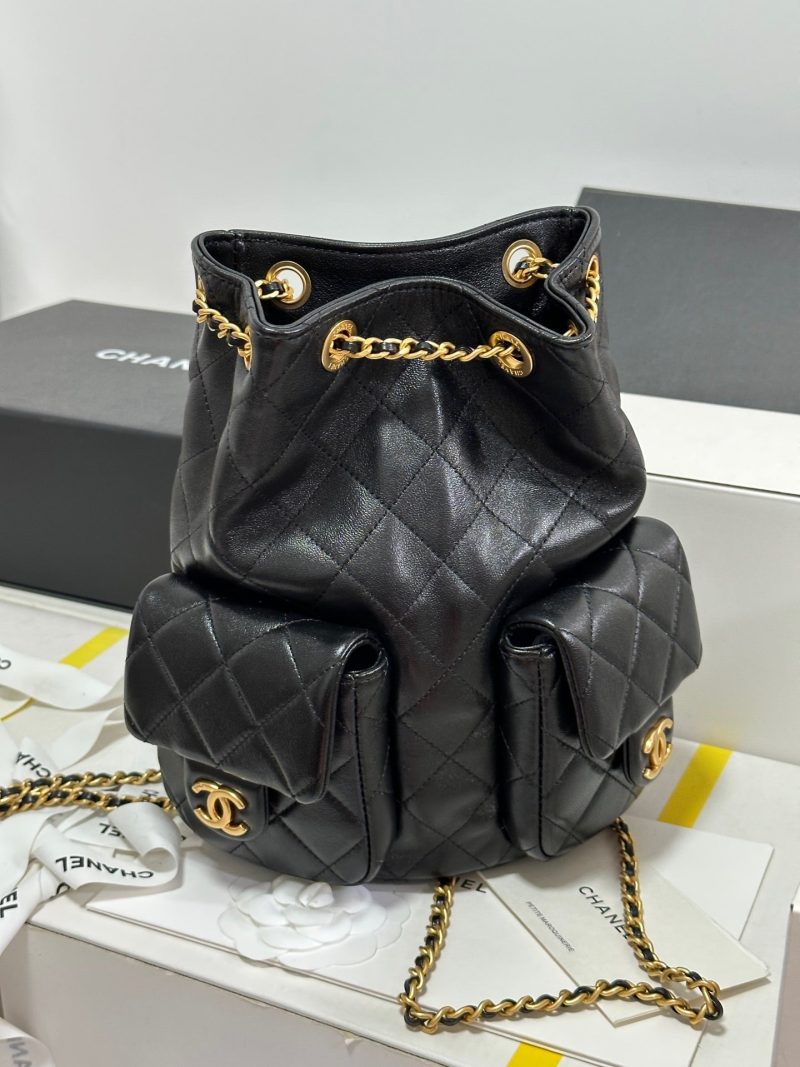 img_b885826e_20250117_i1737117678539_6501_0_1_jpg CC 25C Backpack 24.3cm Black Genuine Lambskin Gold Hardware243672
