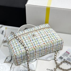 CC 25C Vanity Case 19.5cm Multicolor Tweed Light Gold Hardware