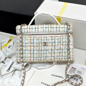 CC 25C Vanity Case 19.5cm Multicolor Tweed Light Gold Hardware