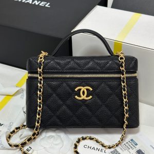 img_b885826e_20250319_i1742387061001_4707_0_0_jpg CC 25P Vanity Case 19.5cm Black Calfskin Gold Hardware 243586
