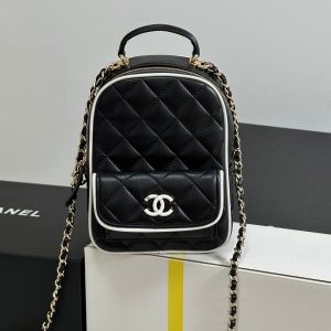 CC 25P Mini Backpack 18 Black White Lambskin Gold Hardware 243528