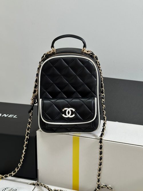 CC 25P Mini Backpack 18 Black White Lambskin Gold Hardware 243528