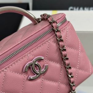 img_b885826e_20250328_i1743136498129_5188_0_3_jpg CC 25P Vanity Case 17cm Pink Pastel Leather Silver Hardware 243463
