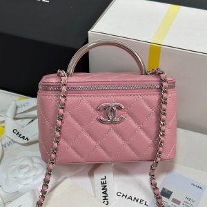 img_b885826e_20250328_i1743136499836_978_0_0_jpg CC 25P Vanity Case 17cm Pink Pastel Leather Silver Hardware 243463