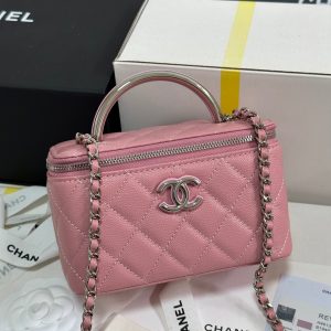img_b885826e_20250328_i1743136499902_8523_0_1_jpg CC 25P Vanity Case 17cm Pink Pastel Leather Silver Hardware 243463