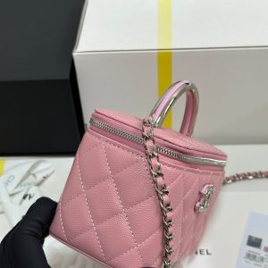 img_b885826e_20250328_i1743136499914_7023_0_5_jpg CC 25P Vanity Case 17cm Pink Pastel Leather Silver Hardware 243463