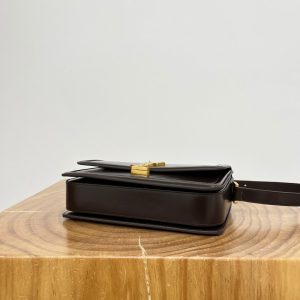 YSL Solferino Small Satchel Bag Brown Gold Calfskin 325451