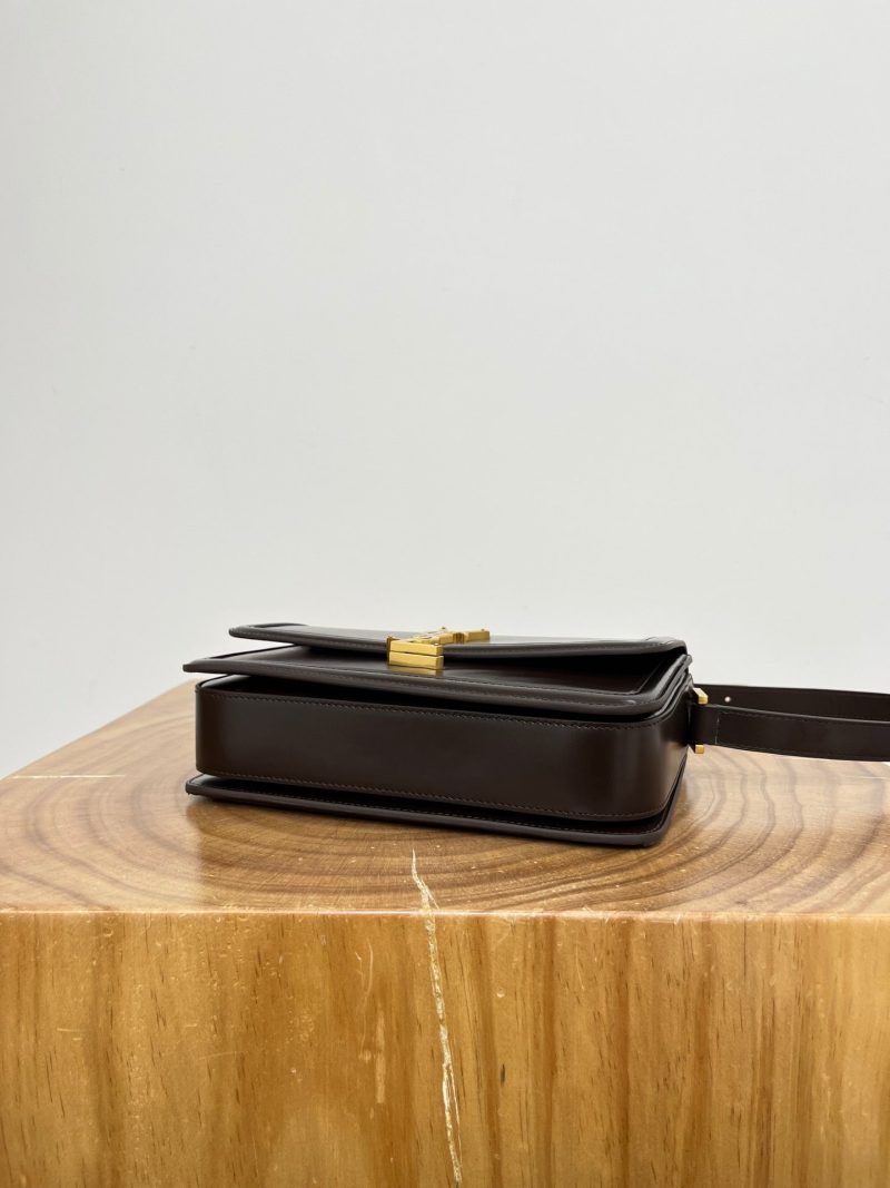 YSL Solferino Small Satchel Bag Brown Gold Calfskin 325451