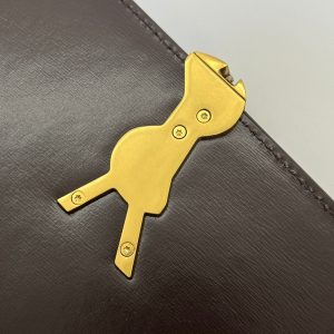 YSL Solferino Small Satchel Bag Brown Gold Calfskin 325451