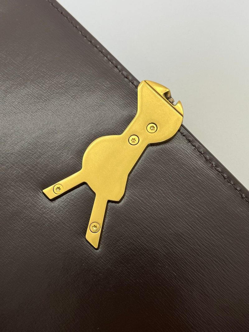 YSL Solferino Small Satchel Bag Brown Gold Calfskin 325451