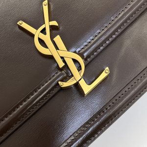 YSL Solferino Small Satchel Bag Brown Gold Calfskin 325451