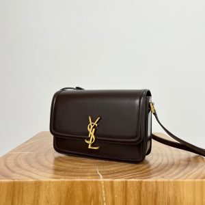 YSL Solferino Small Satchel Bag Brown Gold Calfskin 325451