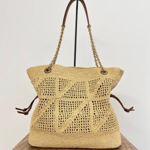 YSL Jamie Lucky Bag Beige Brown Raffia 339402