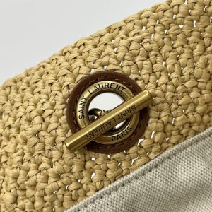 YSL Jamie Lucky Bag Beige Brown Raffia 339402