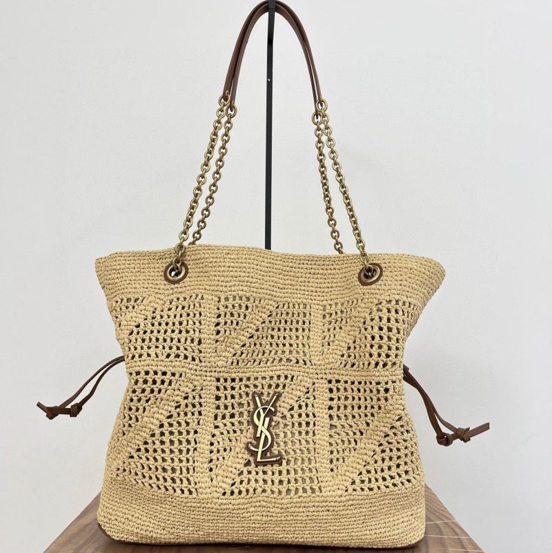YSL Jamie Lucky Bag Beige Brown Raffia 339402