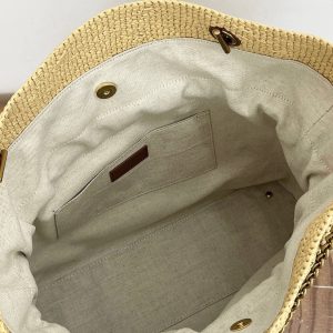 YSL Jamie Lucky Bag Beige Brown Raffia 339402