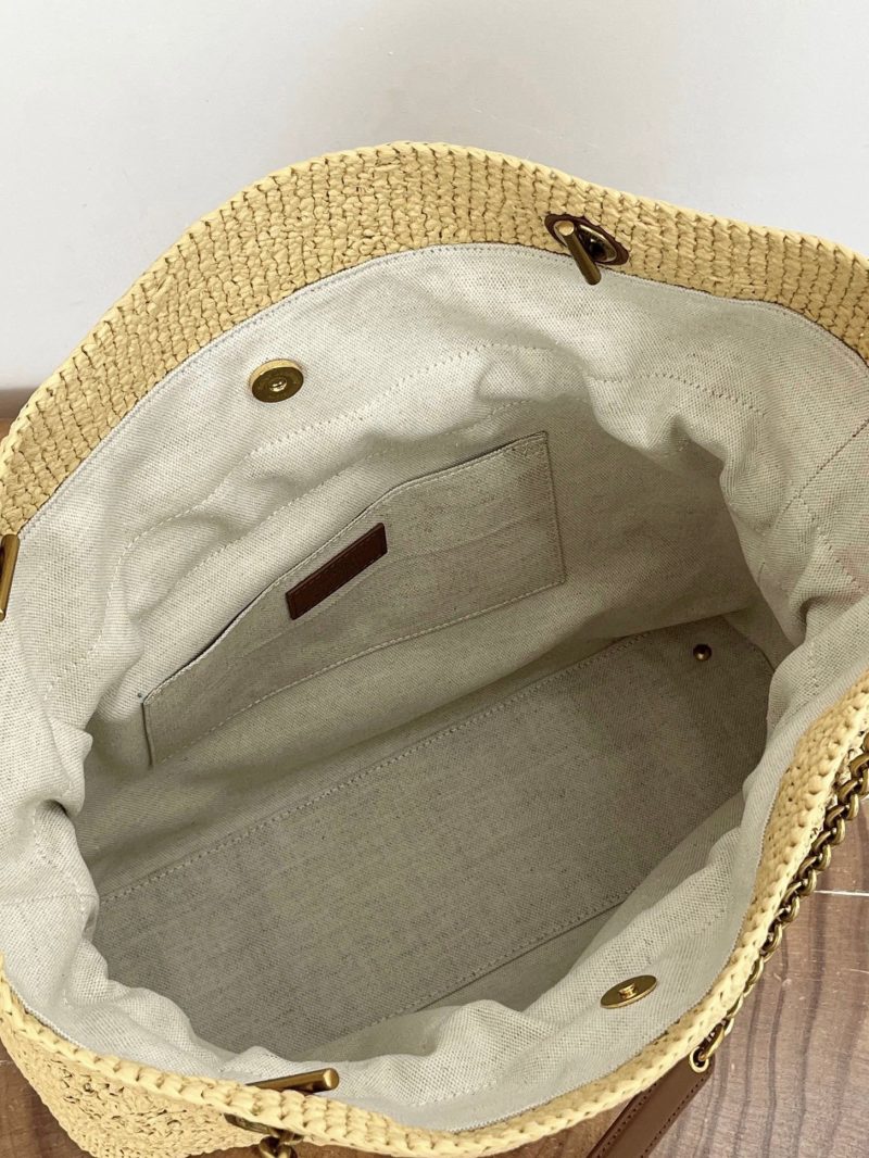 YSL Jamie Lucky Bag Beige Brown Raffia 339402