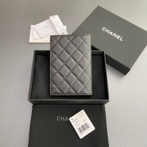 CC Passport Holder Black Caviar Sliver Steel 234691