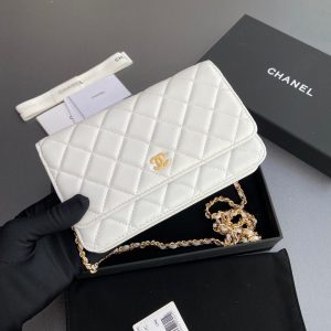CC Woc 20cm White Calfskin Gold Hardware