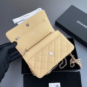 CC Woc 20cm Lime Grained Calfskin Silver Hardware