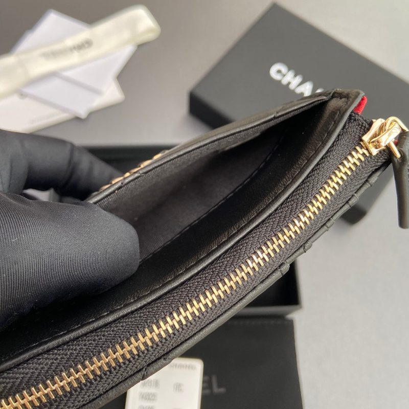 CC 19 Zipper Card Holder Black Sheepskin GHW 234760