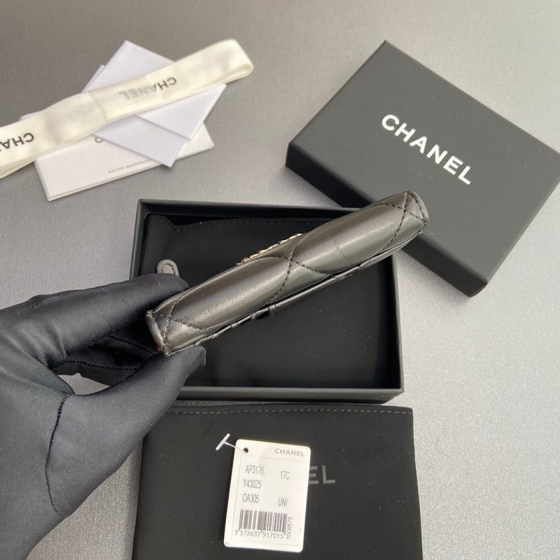 CC 19 Zipper Card Holder Black Sheepskin GHW 234760